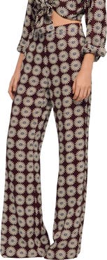 SANDRO Floral-print floaty trousers