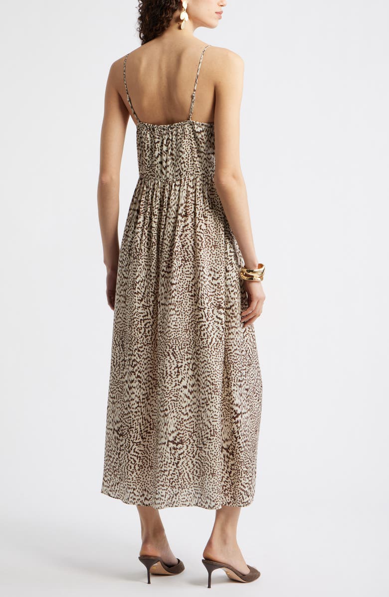 Nordstrom Strappy Gathered Midi Dress, Alternate, color, Beige- Brown Global