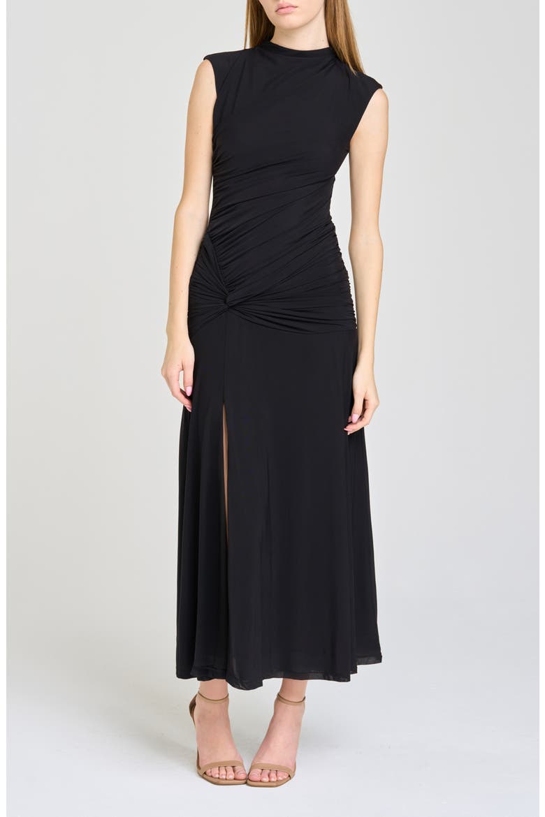 Sarielle Ruched Maxi Dress, Main, color, BLACK