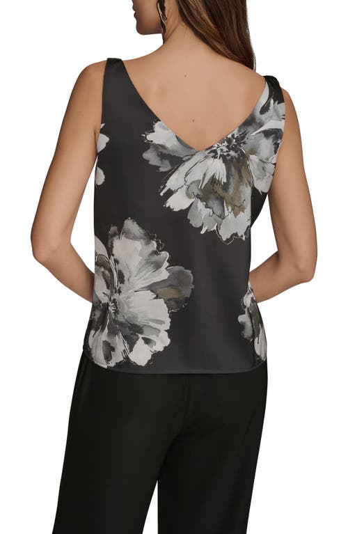 Donna Karan New York Printed Cowl Neck Charmeuse Top In Multi