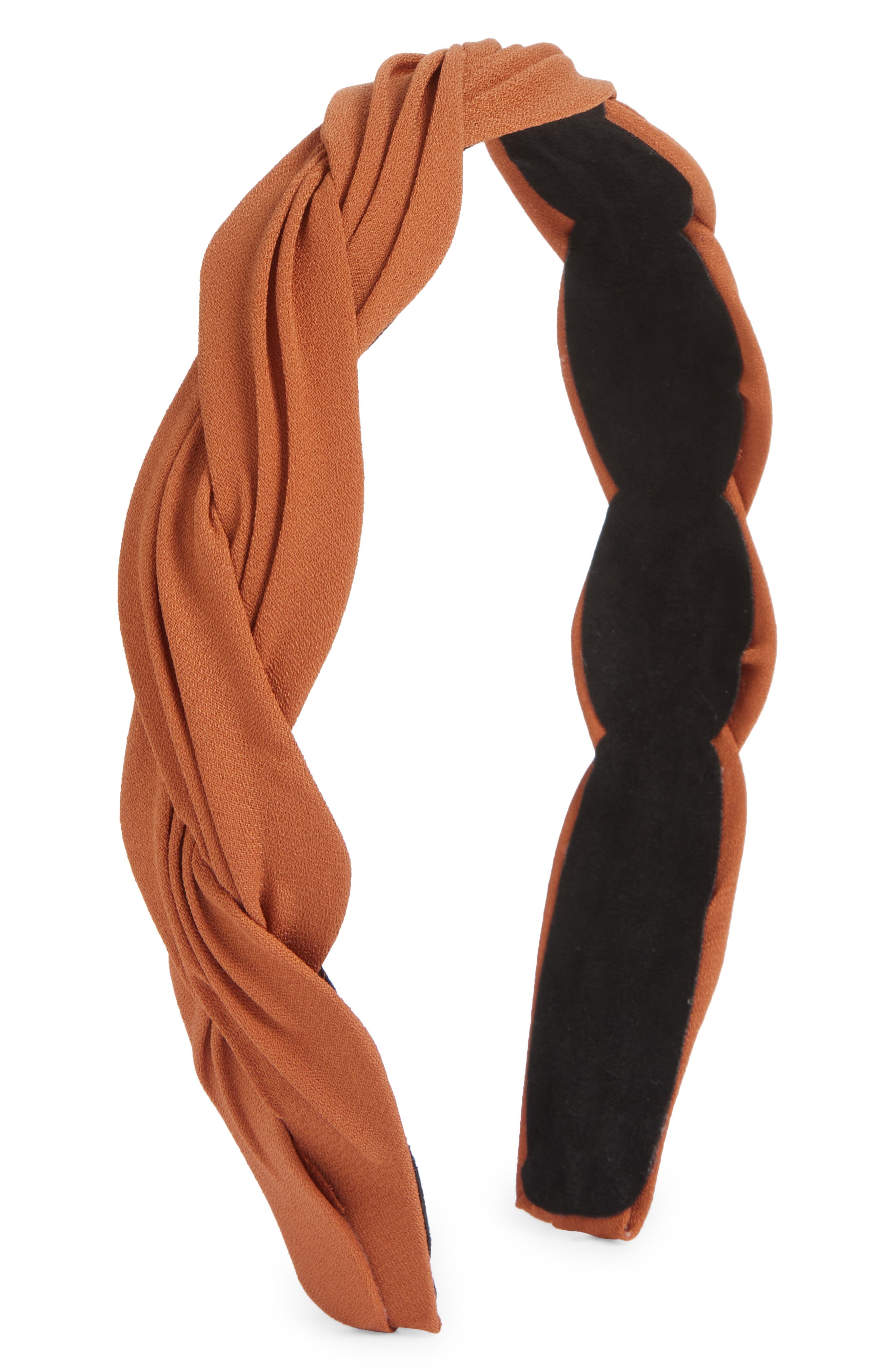Tasha Braided Pleated Headband in Rust 