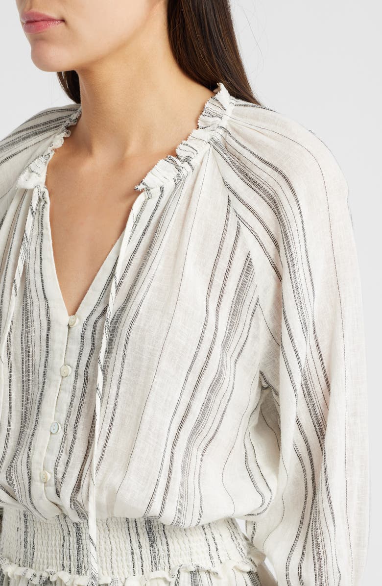 Rails Crystal Stripe Smocked Waist Linen Blend Blouson Dress, Alternate, color,