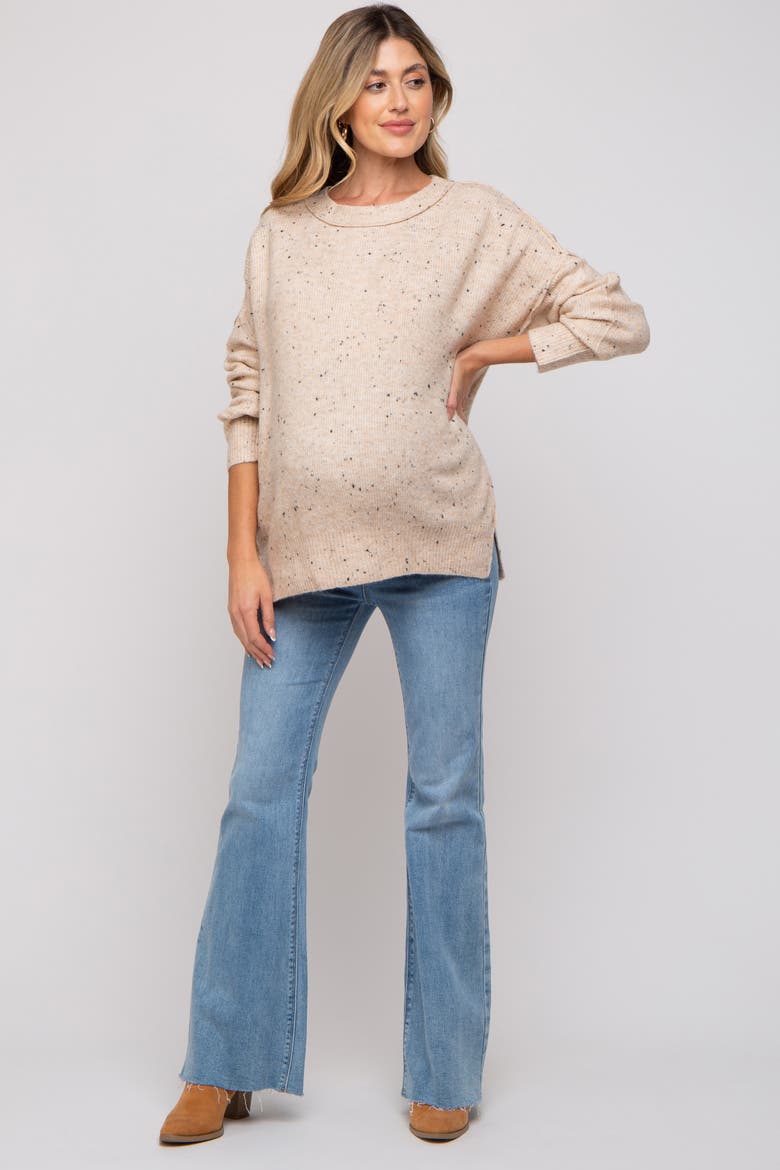 Speckled Knit Sweater, Alternate, color, Beige