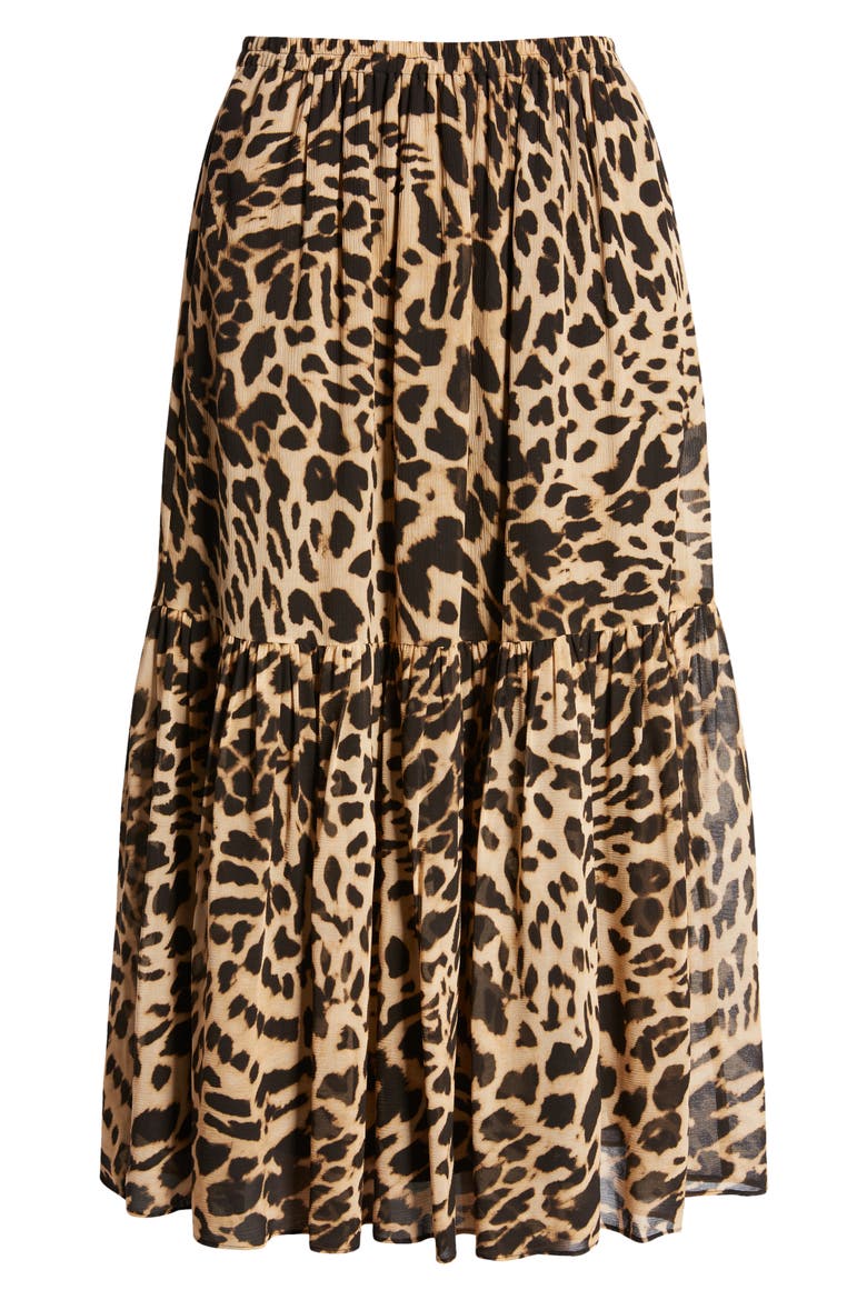 Flora Tiered Midi Skirt, Alternate, color, NATURAL MULTI