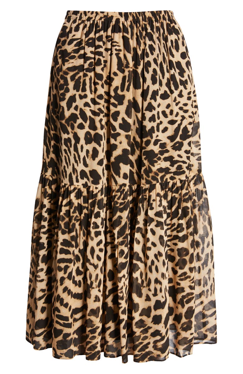 KOBI HALPERIN Flora Tiered Midi Skirt, Alternate, color, Natural Multi