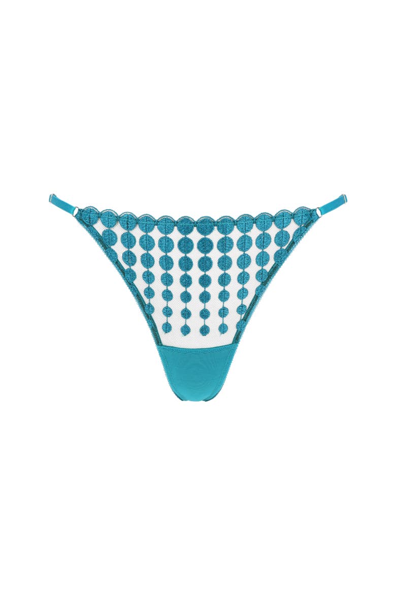 Deco dots Lace Thong, Main, color, Turquoise