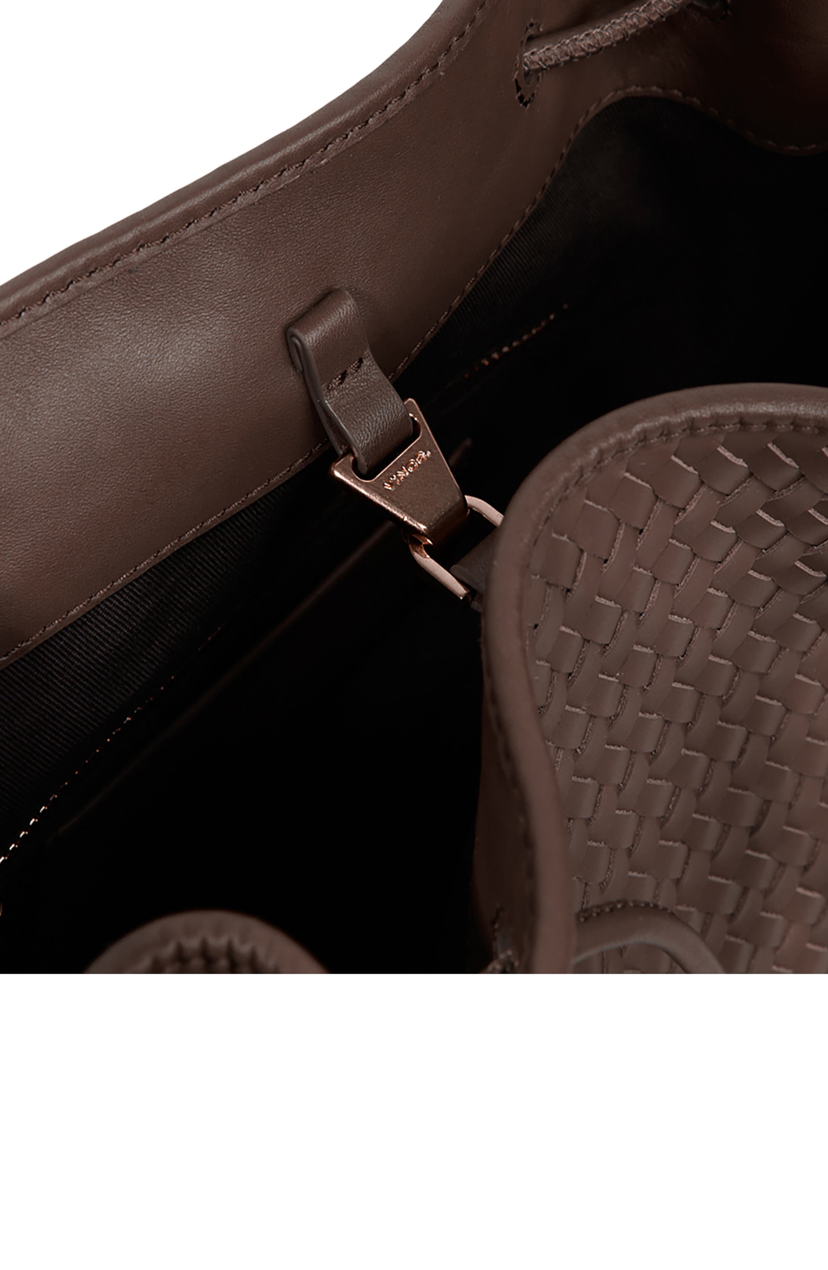Sarai Woven Leather Bucket Bag, Alternate, color, DATE