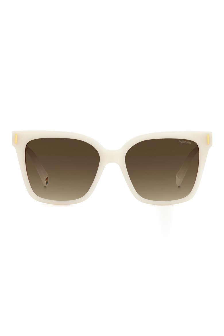 54mm Polarized Cat Eye Sunglasses, Alternate, color, WHITE/ BROWN GRAD POLAR