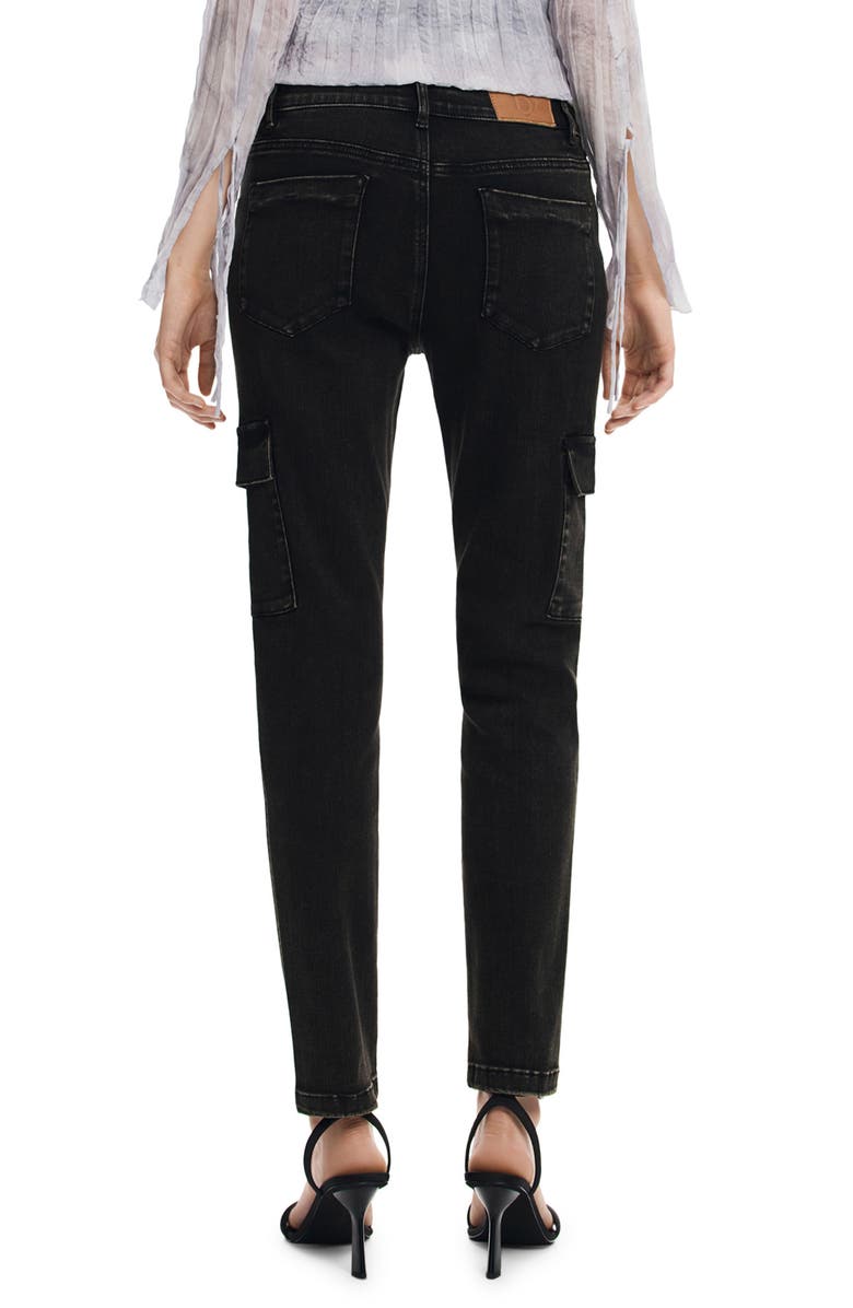 Desigual Danubio Ankle Skinny Cargo Jeans, Alternate, color, 