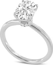 LuvMyJewelry Camilla 14K White Gold Oval Lab Grown Diamond Hidden Halo Engagement Ring - 1.75 Ct
