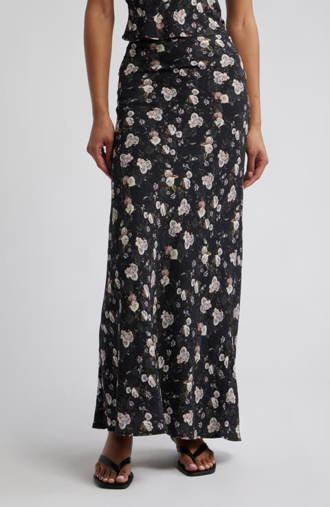 Giarda Floral Print Crinkle Maxi Skirt
