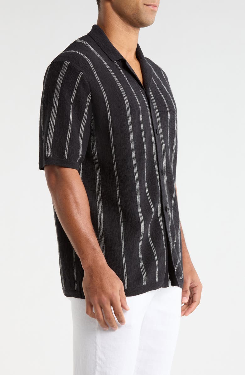 Tommy Bahama Santa Cruz Stripe Camp Shirt, Alternate, color, Black