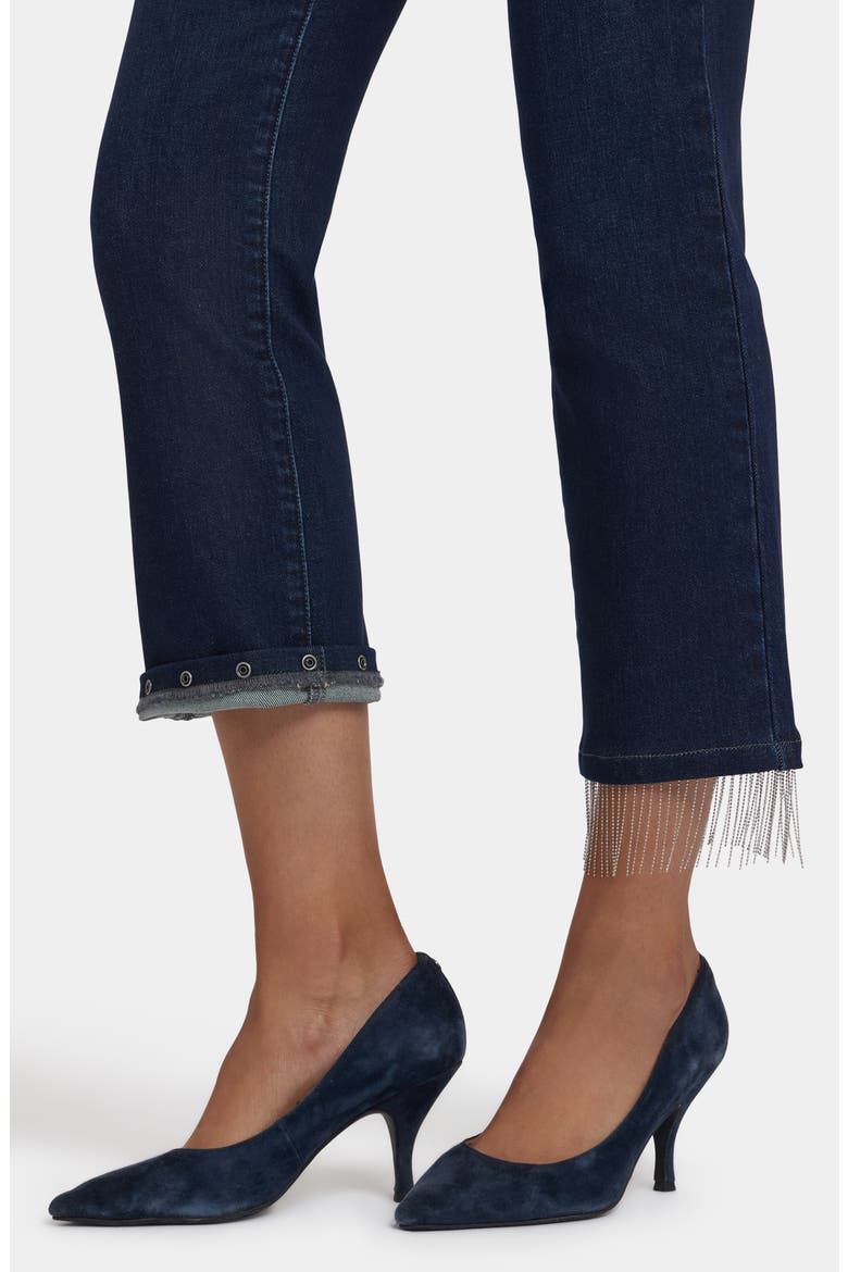 Marilyn Beaded Fringe Ankle Straight Leg Jeans, Alternate, color, BLACKEN BLUE