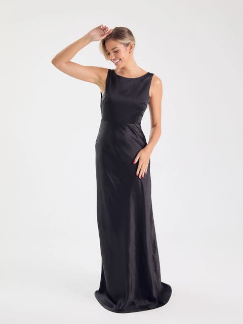 Cowl Back Satin Bridesmaid Dress