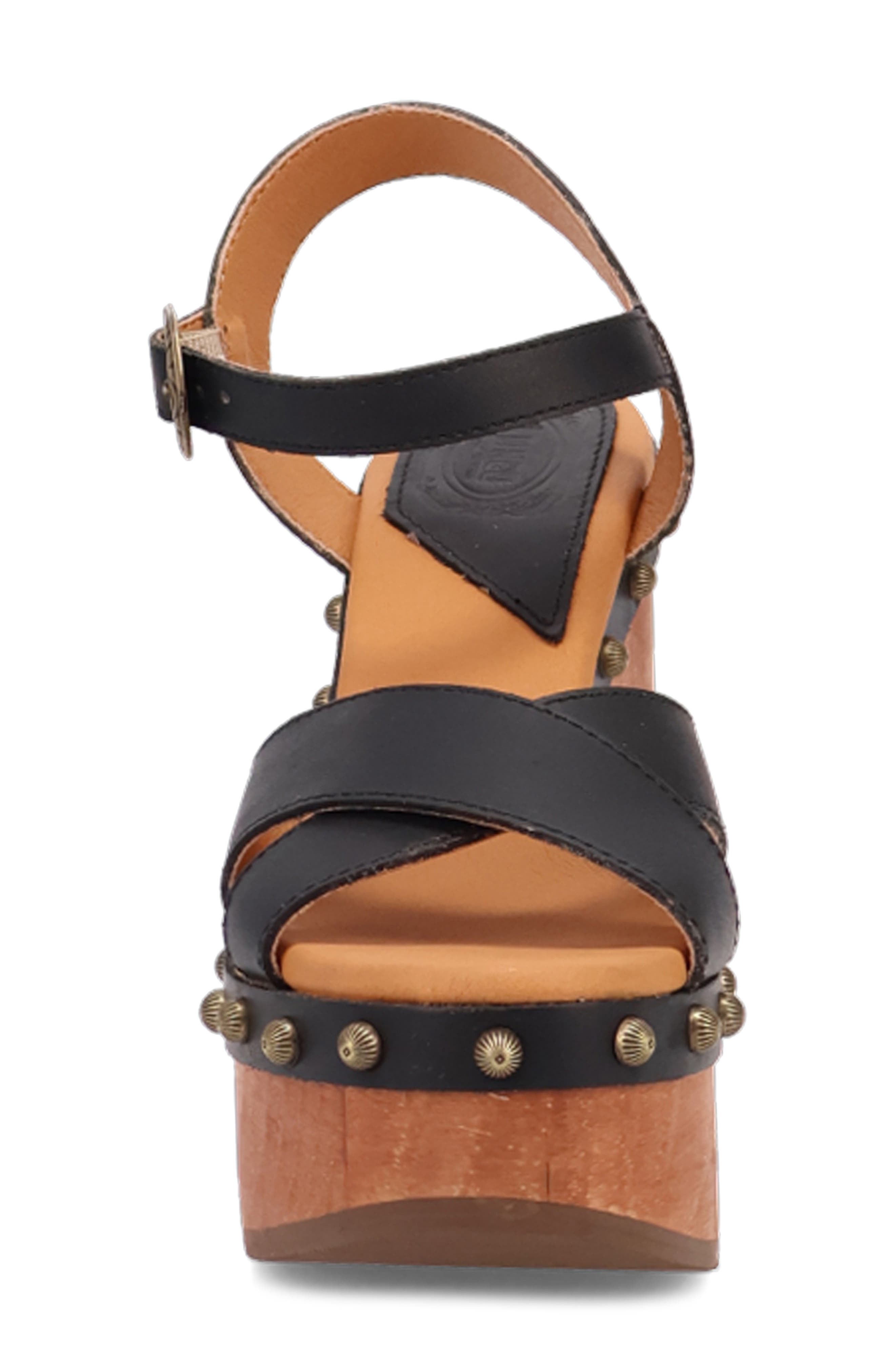 Dingo Lotus Ankle Strap Platform Sandal, Alternate, color, Black
