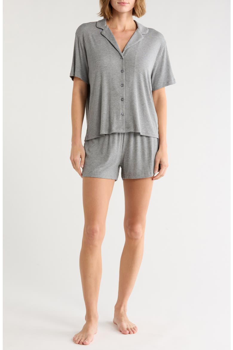 Tranquility Rib Shortie Pajamas, Main, color, GREY HEATHER