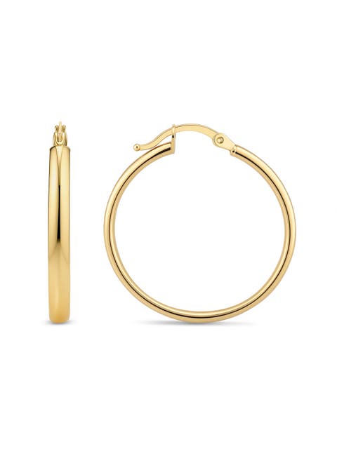 Classic Oval Hoop Earrings In 14k Gold, 25mm