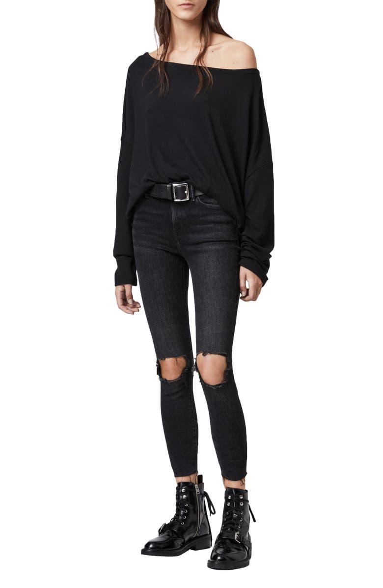 AllSaints Rita Stripe Oversize Tee, Alternate, color, 
