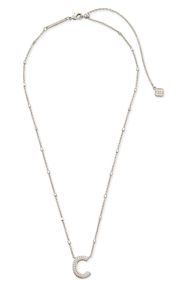 Kendra Scott Initial Pendant Necklace, Alternate, color, Rhodium Metal-C