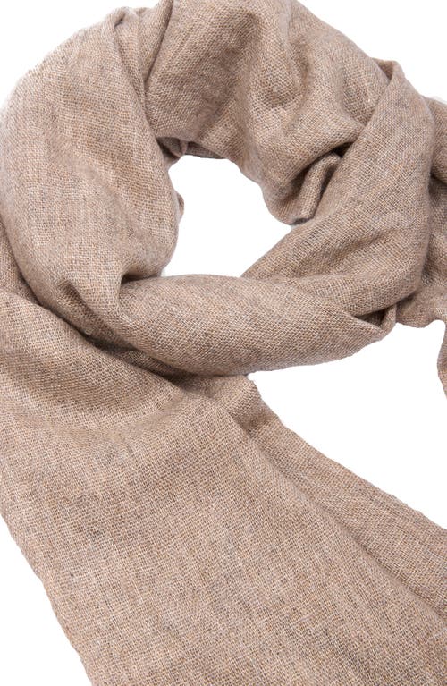 Saachi Wool Blend Fringe Scarf In Beige