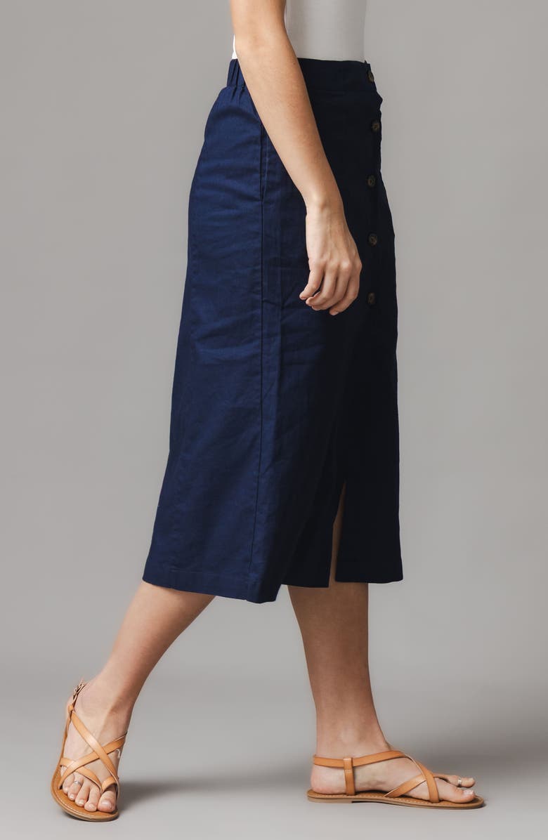 Hope & Henry Linen Button Front Skirt, Alternate, color, Navy Linen