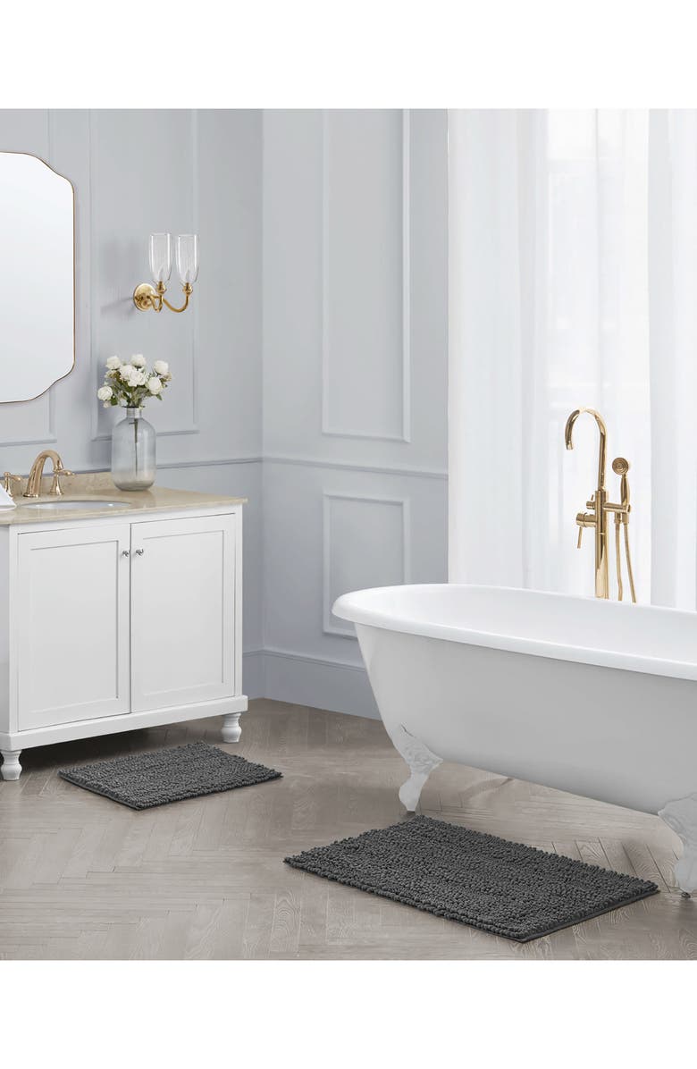 Laura Ashley Chenille Set of 2 Bath Rugs, Alternate, color, Dark Grey