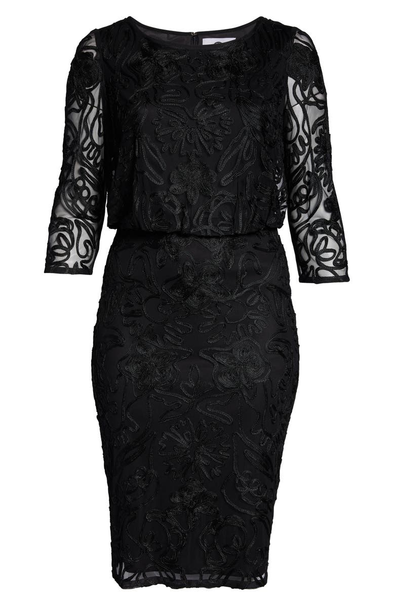 JS Collections Soutache Embroidered Blouson Dress, Alternate, color, 