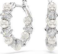Swarovski Matrix Crystal 
Faux Pearl Hoop Earrings