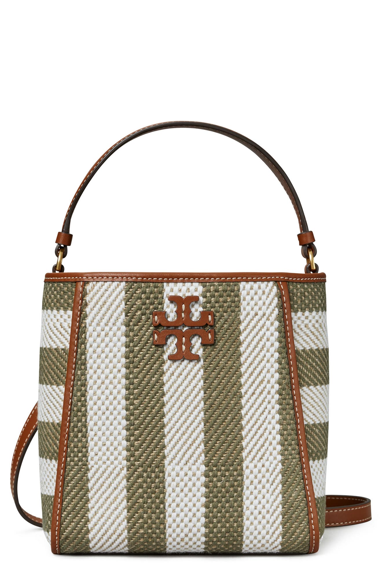 Tory Burch McGraw Small Stripe Bucket Bag, Main, color, 