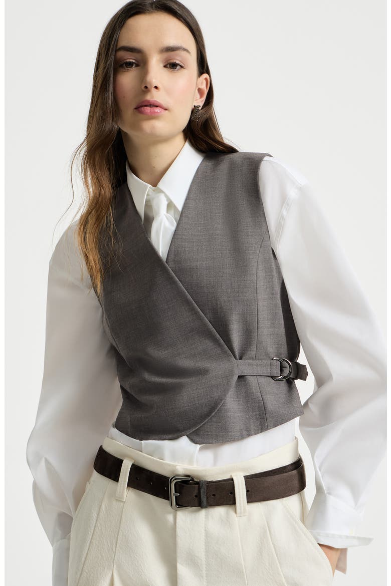Tropical luxury wool vest with monili, Alternate, color, Dark Grey