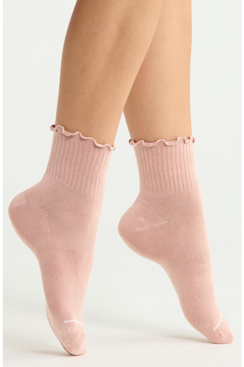 Athleisure Lettuce Edge Assorted 3-Pack Ankle Socks, Main, color, PINK MULTI PACK