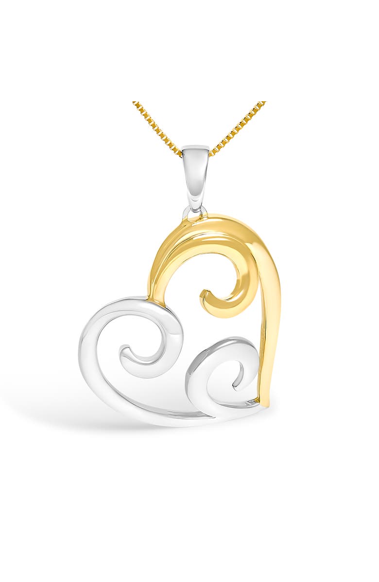 Haus of Brilliance 10K Yellow Gold Over Silver Open Heart with Swirls Box Chain Pendant Necklace, Alternate, color, Yellow