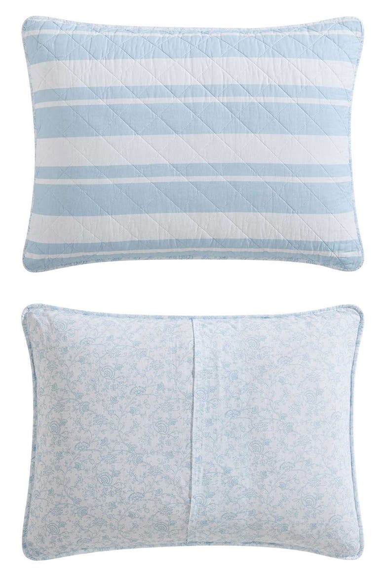 Seafront Stripe Reversible Cotton Comforter & Sham Set, Alternate, color, BLUE