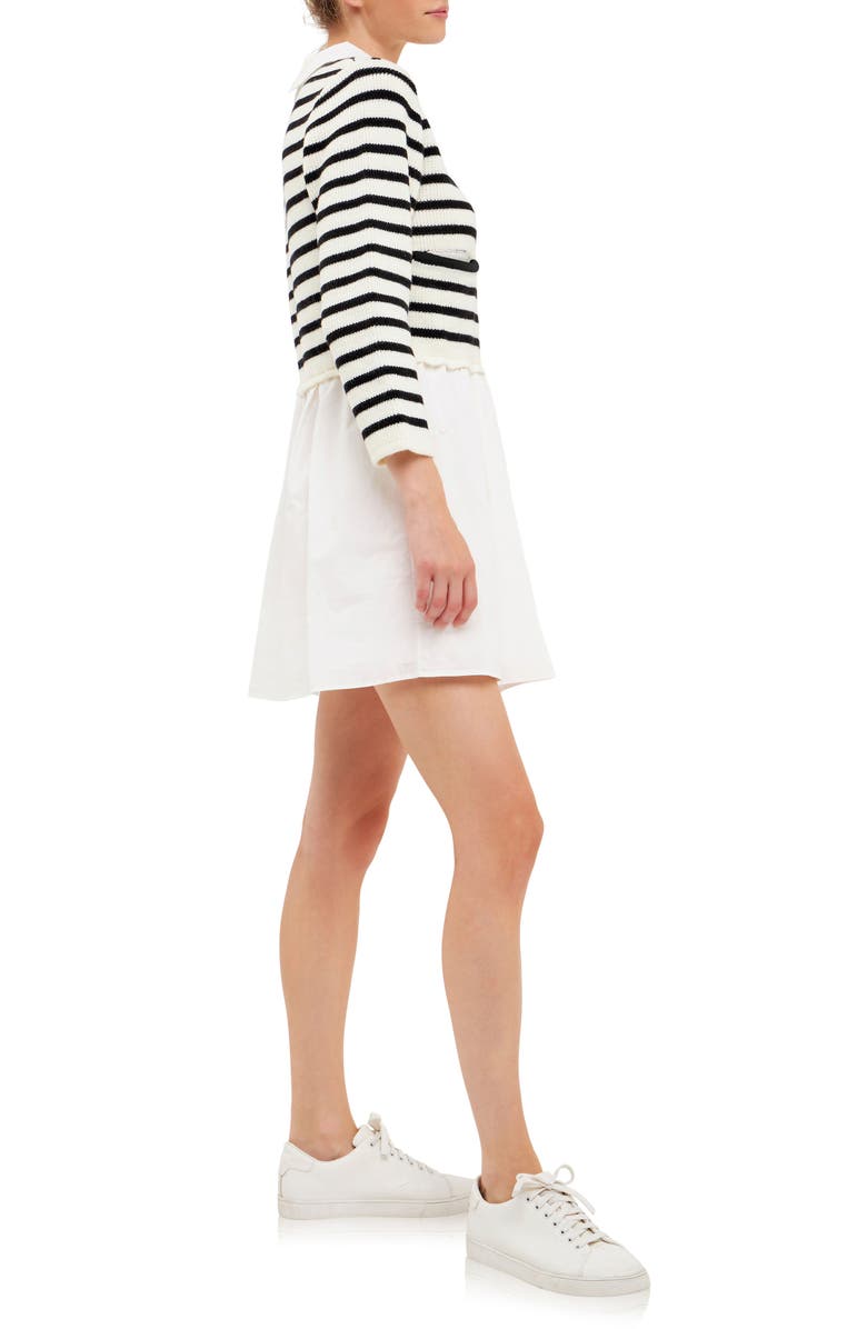 English Factory Stripe Mixed Media Dress, Alternate, color,