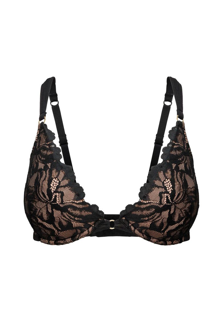 Marieprune Push Up Plunge Bra, Alternate, color, Black