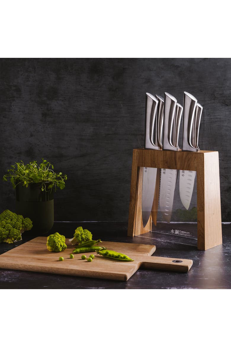 Damashiro® Mizu 7-Piece Knife Block, Alternate, color, Silver