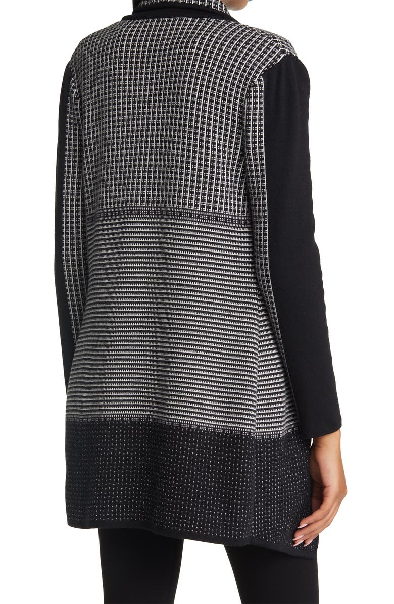 Ming Wang Draped Open Front Knit Jacket, Alternate, color, Black/ Ivory