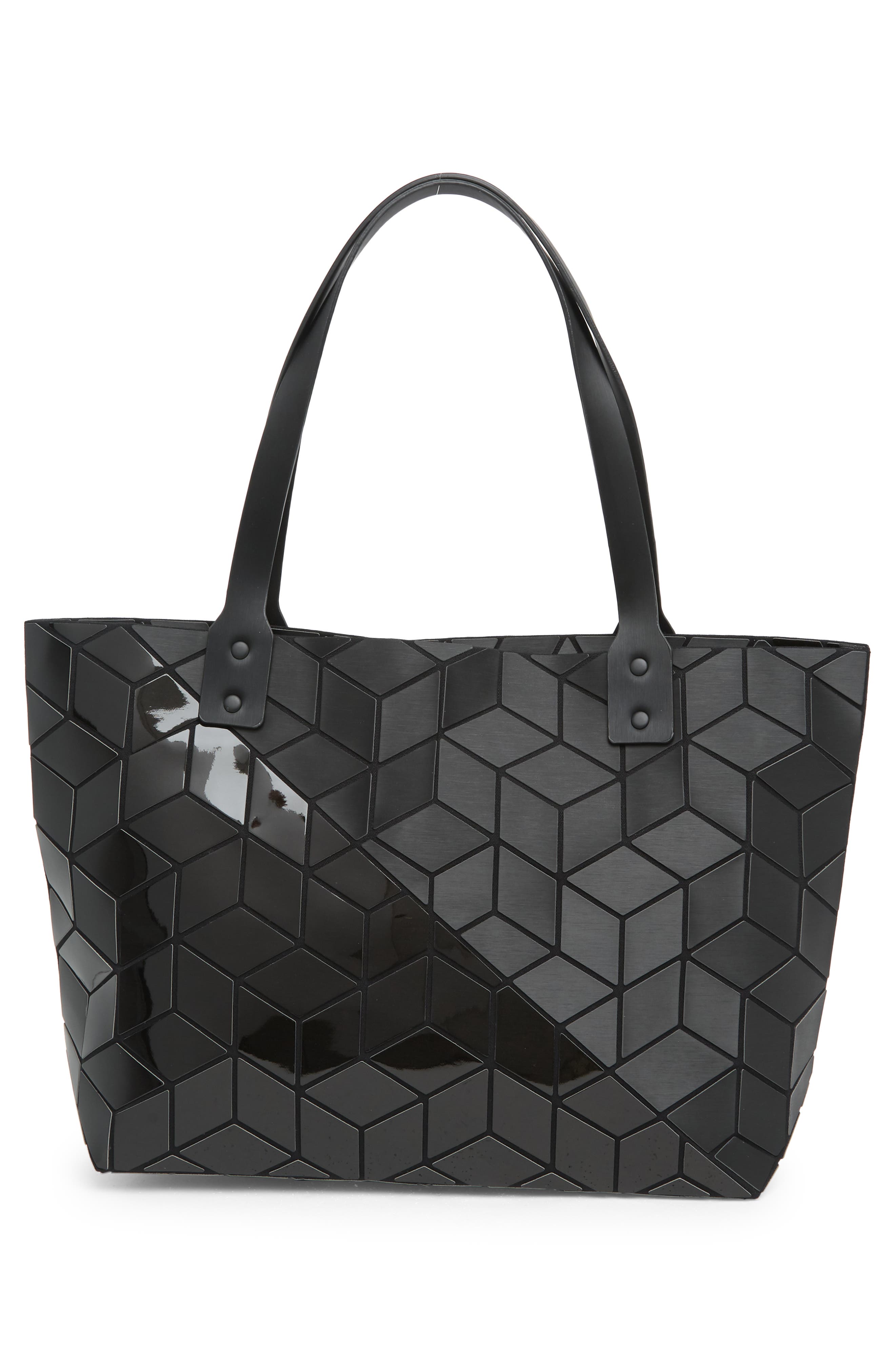 PATRIZIA LUCA Diagonal Two-Tone Geometric Tote Bag, Alternate, color, M.black/ S.black