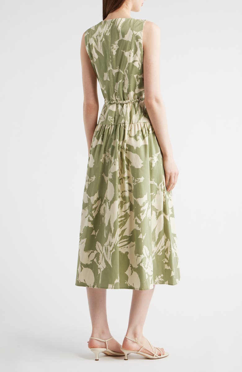 Anne Klein Patio Abstract Print Midi Dress, Alternate, color, Cool Sage Multi