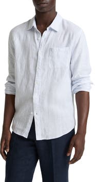 Vince Tate Stripe Linen Button-Up Shirt