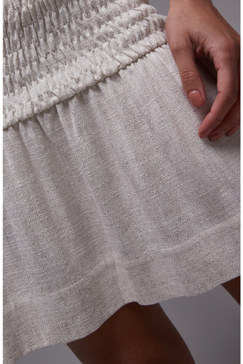 Smocked High Waist Miniskirt, Alternate, color, BEIGE