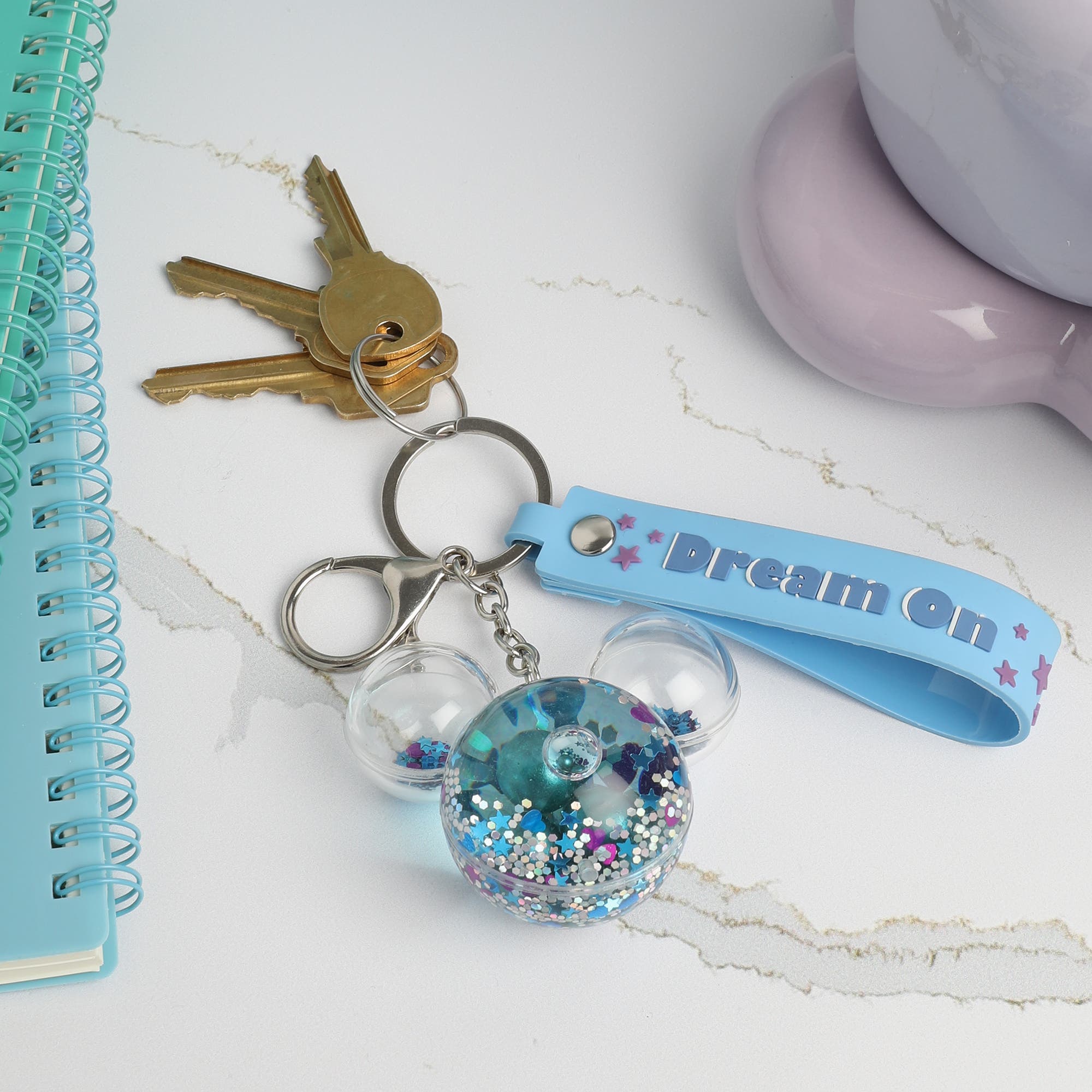 Disney Mickey Mouse Shaped Liquid Keychain, Alternate, color, Blue