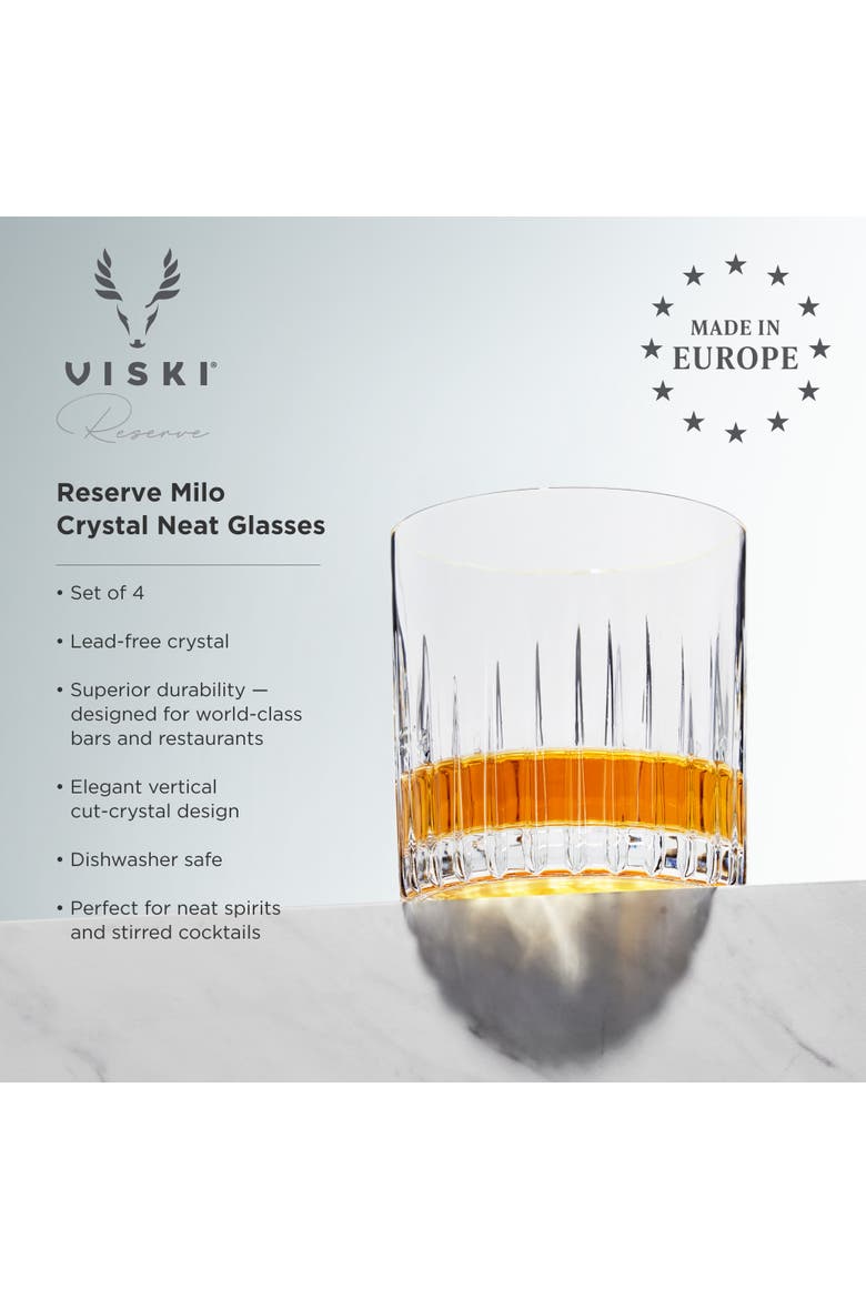 Reserve Milo Crystal Neat Glasses Set of 4, Alternate, color, Clear