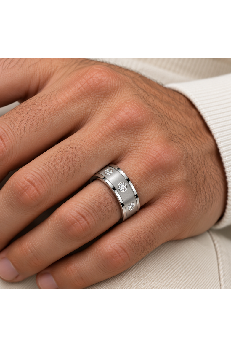 Men's 1/2ct Diamond 8mm Matte Comfort Fit Wedding Band Tungsten Ring, Alternate, color, Tungsten