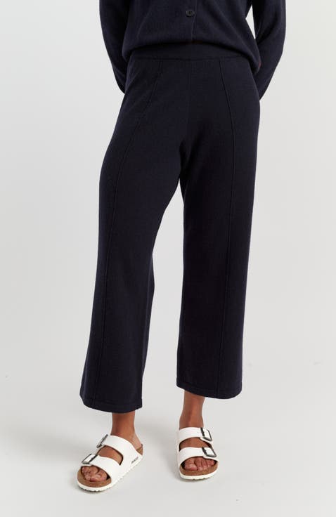 Wool-Cashmere Cropped Wide-Leg Pants