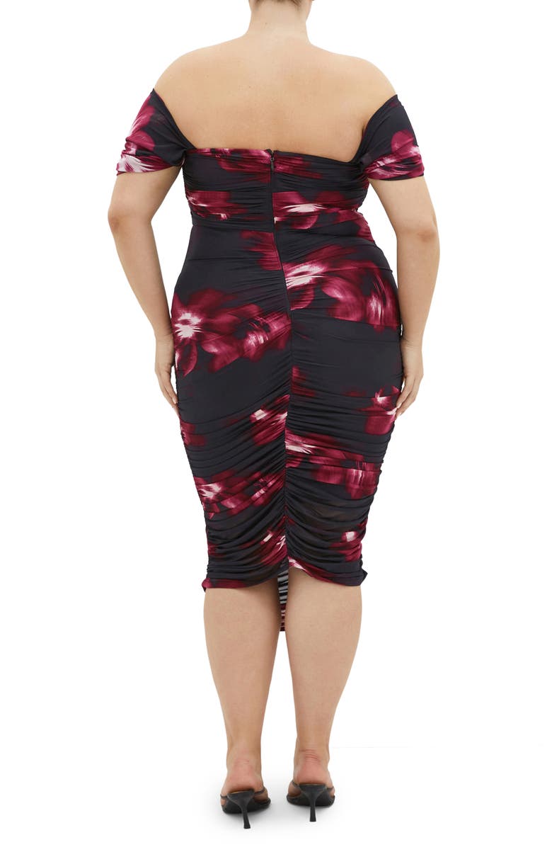 City Chic Floral Print Off the Shoulder Dress, Alternate, color, Cherry Floral