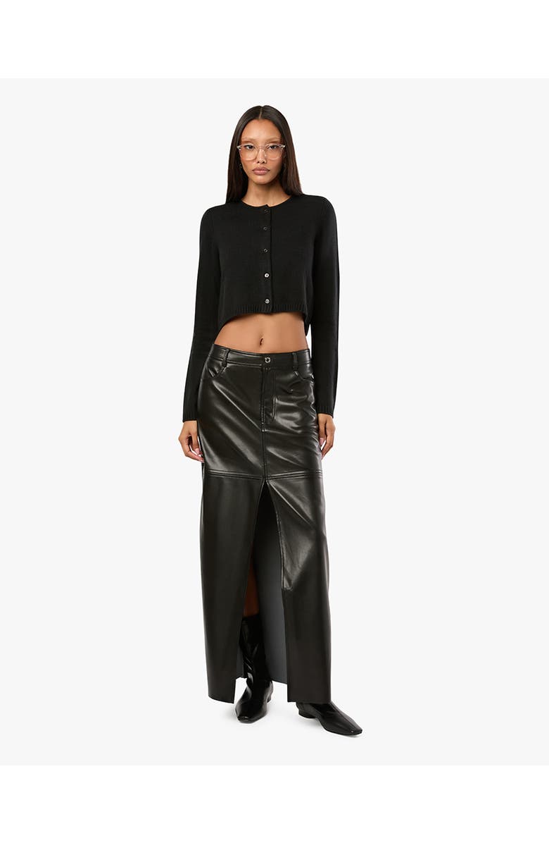 WeWoreWhat Vegan Leather Maxi Skirt, Alternate, color, Black