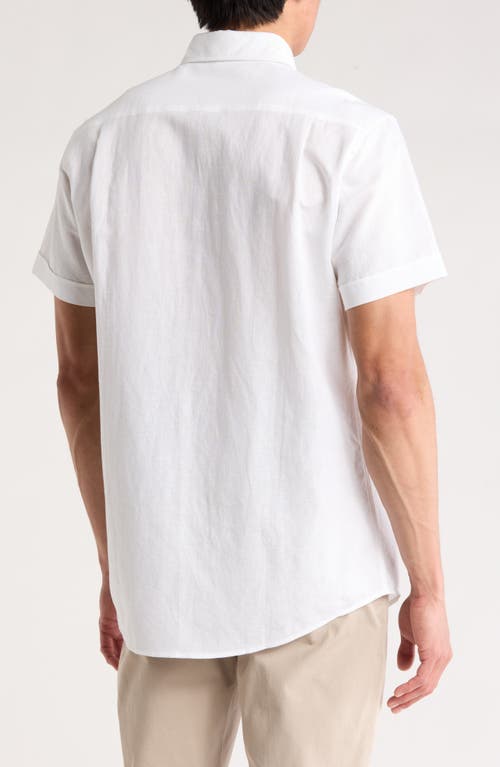Rodd & Gunn Baywater Short Sleeve Linen & Cotton Button-up Shirt In White