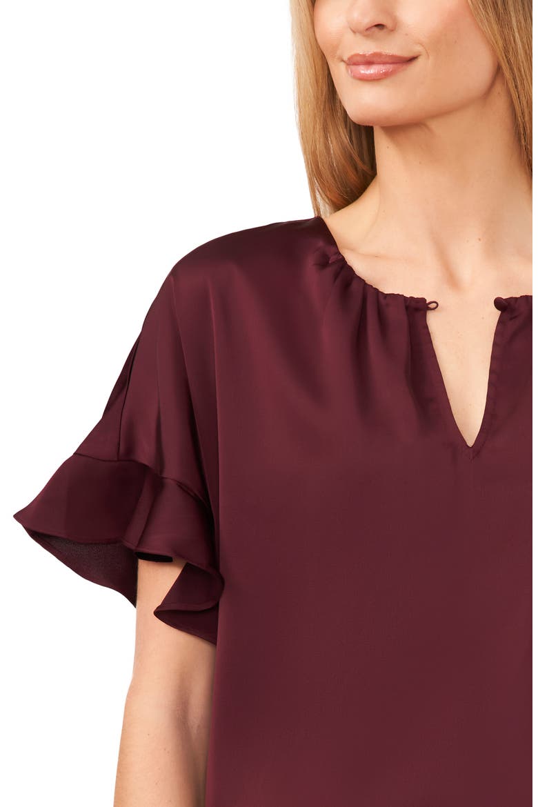 Flutter Sleeve Top, Alternate, color, RICH CABERNET