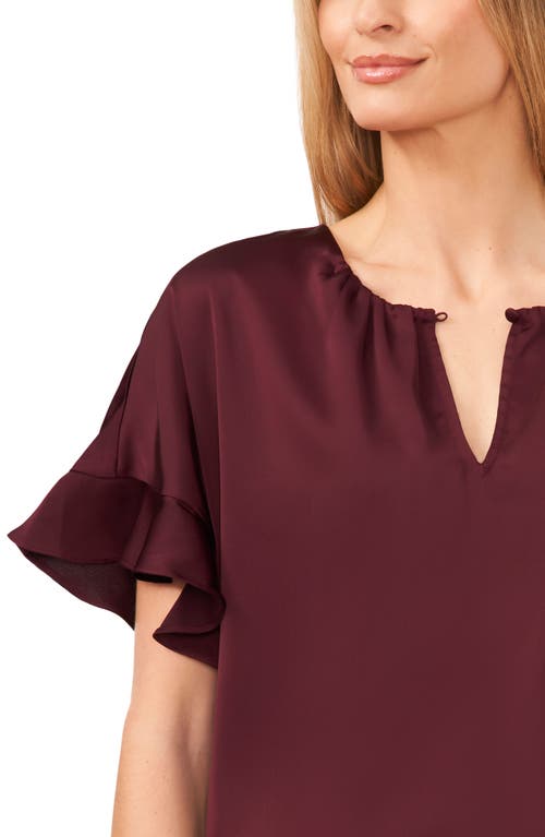 Shop Cece Flutter Sleeve Top In Rich Cabernet